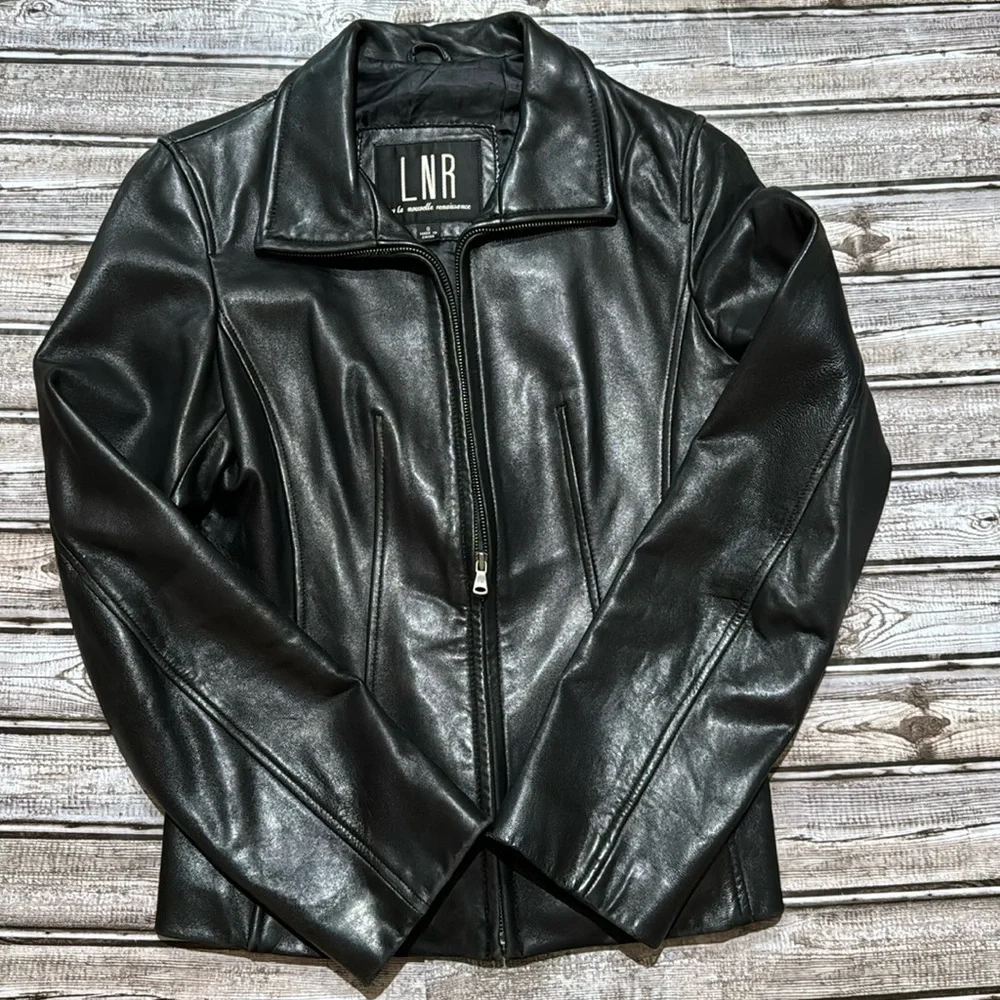 LNR Vintage Black Soft Leather Lined Pockets Zip Up Jacket Small - Picture 3 of 16